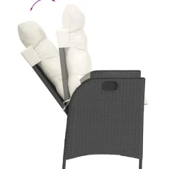 MAISON EXCLUSIVE - Chaise inclinable de jardin avec coussins noir résine tressée