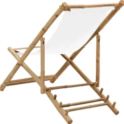 MAISON EXCLUSIVE - Chaise de terrasse bambou et toile