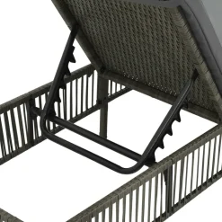 MAISON EXCLUSIVE - Chaise longue avec coussin résine tressée gris