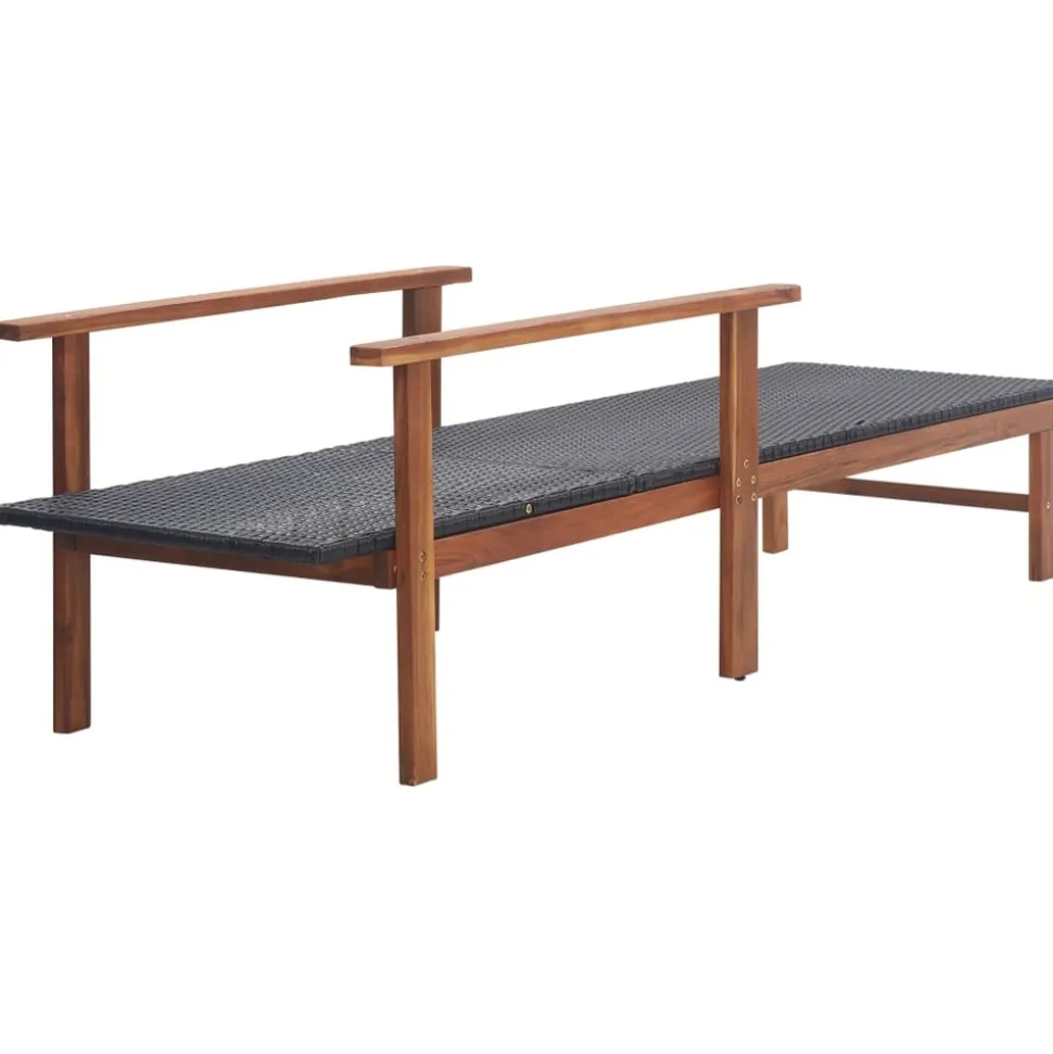 MAISON EXCLUSIVE - Chaise longue résine tressée et bois d'acacia massif noir