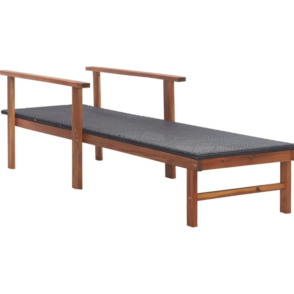 MAISON EXCLUSIVE - Chaise longue résine tressée et bois d'acacia massif noir