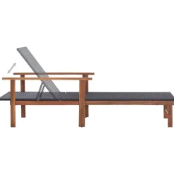 MAISON EXCLUSIVE - Chaise longue résine tressée et bois d'acacia massif noir