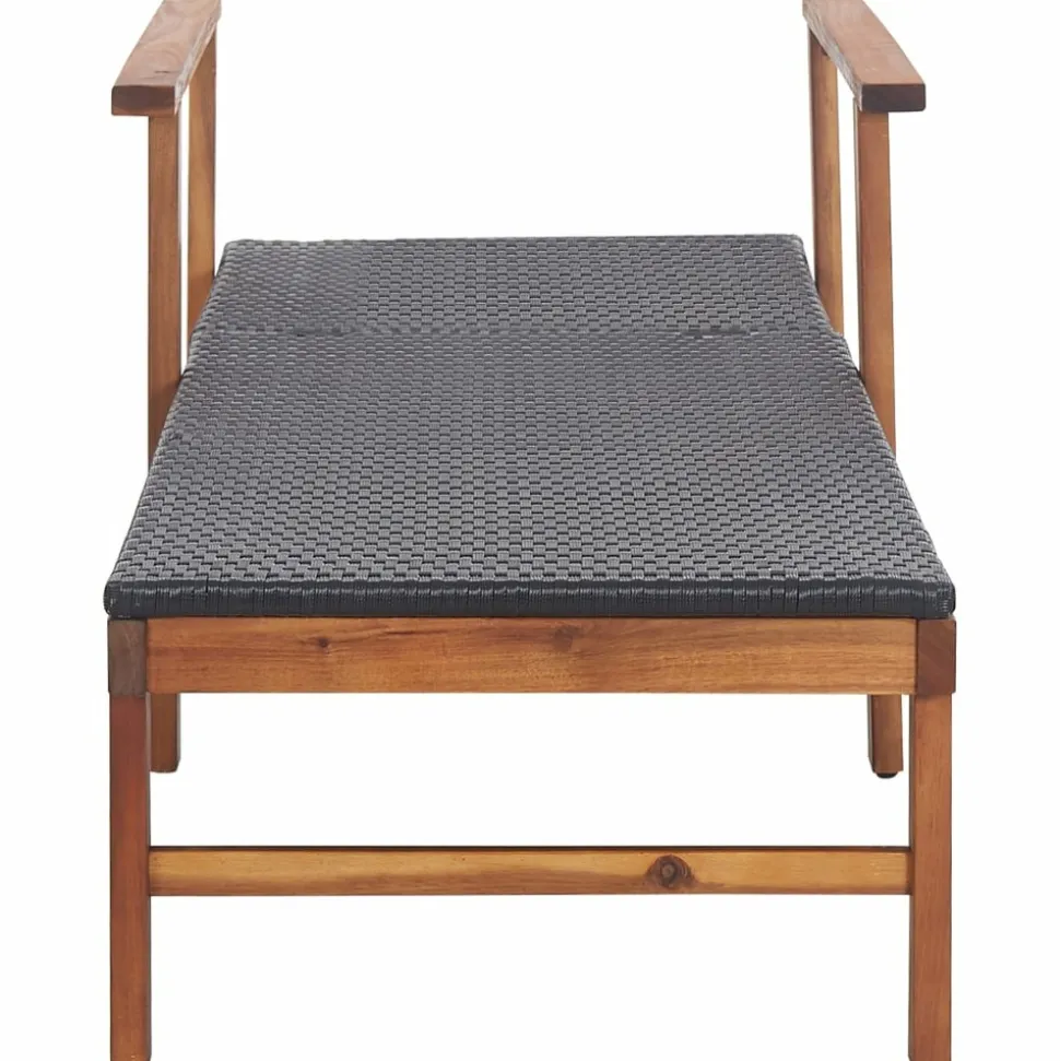 MAISON EXCLUSIVE - Chaise longue résine tressée et bois d'acacia massif noir