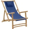 MAISON EXCLUSIVE - Chaise de terrasse bambou et toile bleu marine