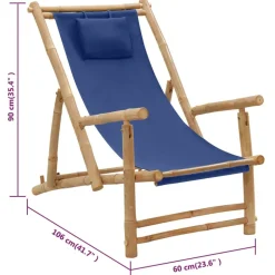 MAISON EXCLUSIVE - Chaise de terrasse bambou et toile bleu marine