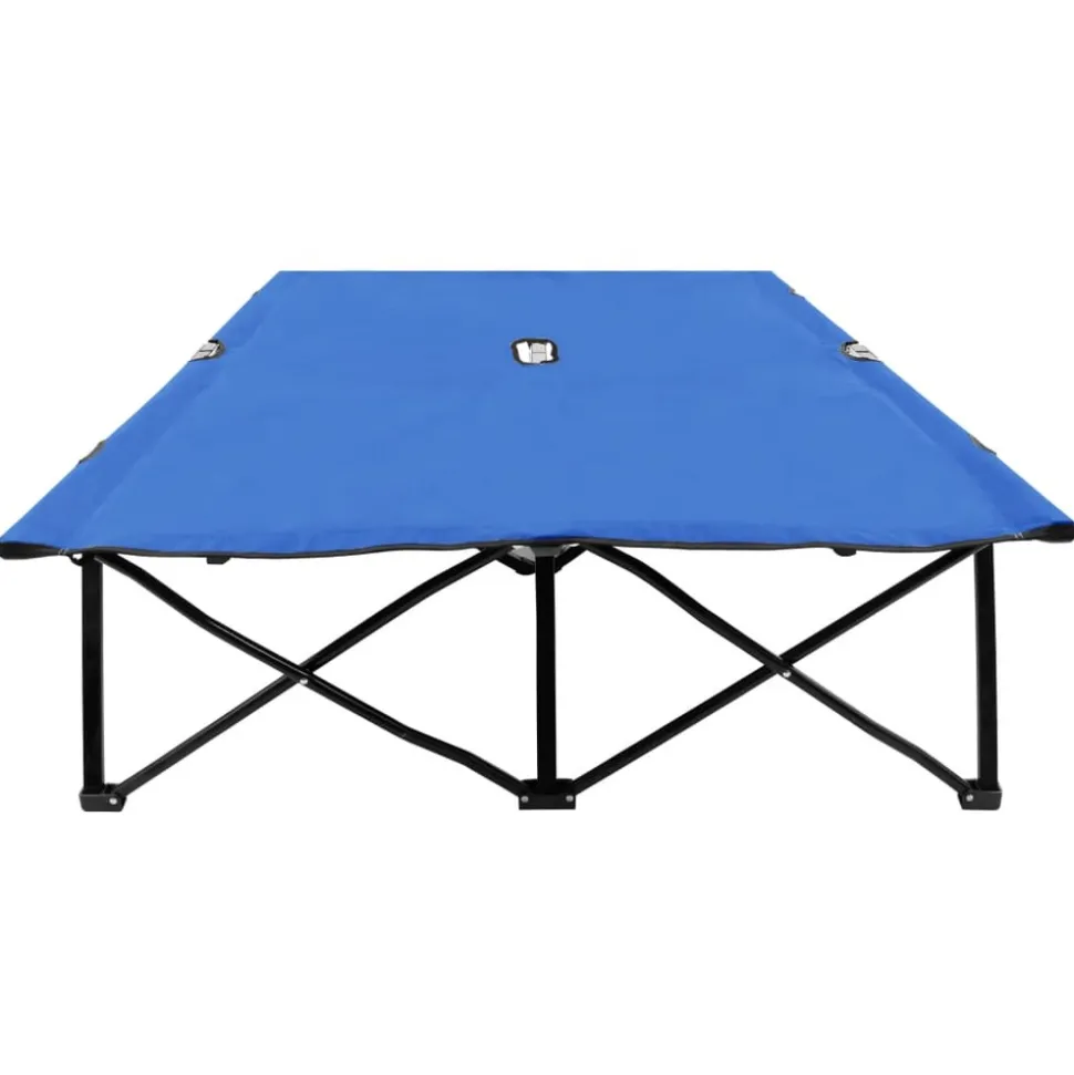 MAISON EXCLUSIVE - Chaise longue pliable 2 places bleu acier