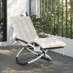 MAISON EXCLUSIVE - Chaise longue géométrique avec coussin noir et gris acier
