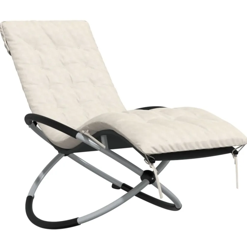 MAISON EXCLUSIVE - Chaise longue géométrique avec coussin noir et gris acier