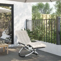 MAISON EXCLUSIVE - Chaise longue géométrique avec coussin noir et gris acier