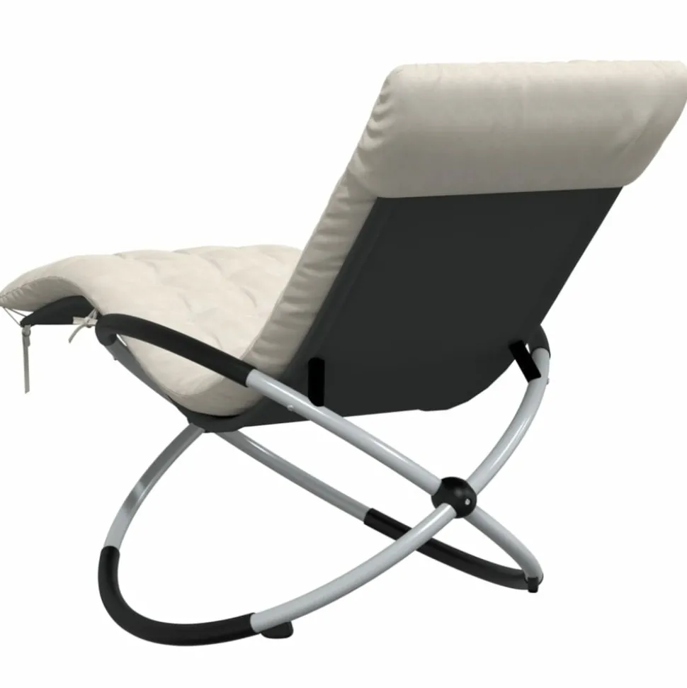 MAISON EXCLUSIVE - Chaise longue géométrique avec coussin noir et gris acier