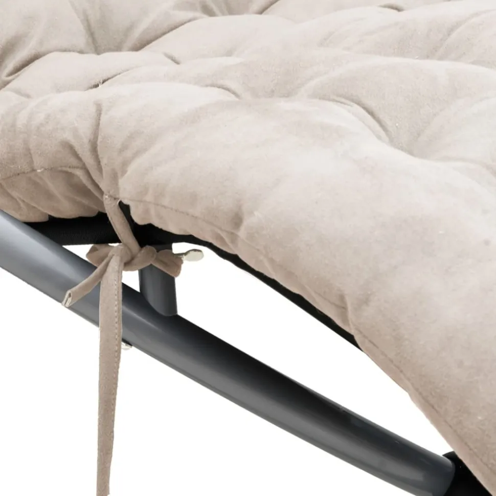 MAISON EXCLUSIVE - Chaise longue géométrique avec coussin noir et gris acier