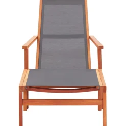 MAISON EXCLUSIVE - Chaise de jardin et repose-pied gris eucalyptus et textilène