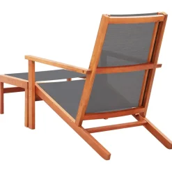 MAISON EXCLUSIVE - Chaise de jardin et repose-pied gris eucalyptus et textilène