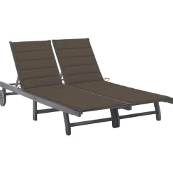 MAISON EXCLUSIVE - Chaise longue de jardin 2 places avec coussin gris acacia