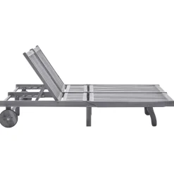 MAISON EXCLUSIVE - Chaise longue de jardin 2 places avec coussin gris acacia