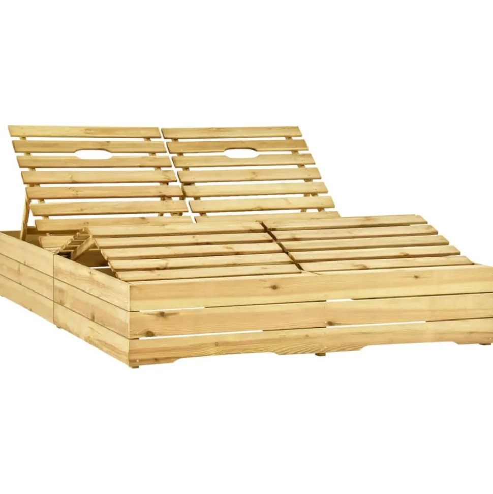 MAISON EXCLUSIVE - Chaise longue double et coussins bleu bois de pin imprégné