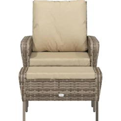 MAISON EXCLUSIVE - Chaise de jardin avec tabouret marron clair résine tressée