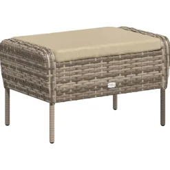 MAISON EXCLUSIVE - Chaise de jardin avec tabouret marron clair résine tressée