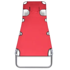 MAISON EXCLUSIVE - Chaise longue avec coussin de tête acier enduit de poudre rouge