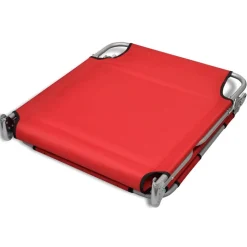MAISON EXCLUSIVE - Chaise longue avec coussin de tête acier enduit de poudre rouge