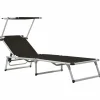 MAISON EXCLUSIVE - Chaise longue pliable avec toit aluminium et textilène noir