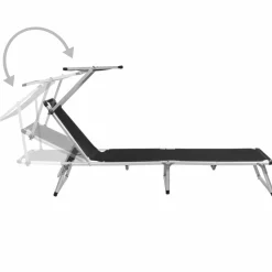 MAISON EXCLUSIVE - Chaise longue pliable avec toit aluminium et textilène noir