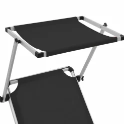 MAISON EXCLUSIVE - Chaise longue pliable avec toit aluminium et textilène noir