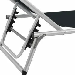 MAISON EXCLUSIVE - Chaise longue pliable avec toit aluminium et textilène noir