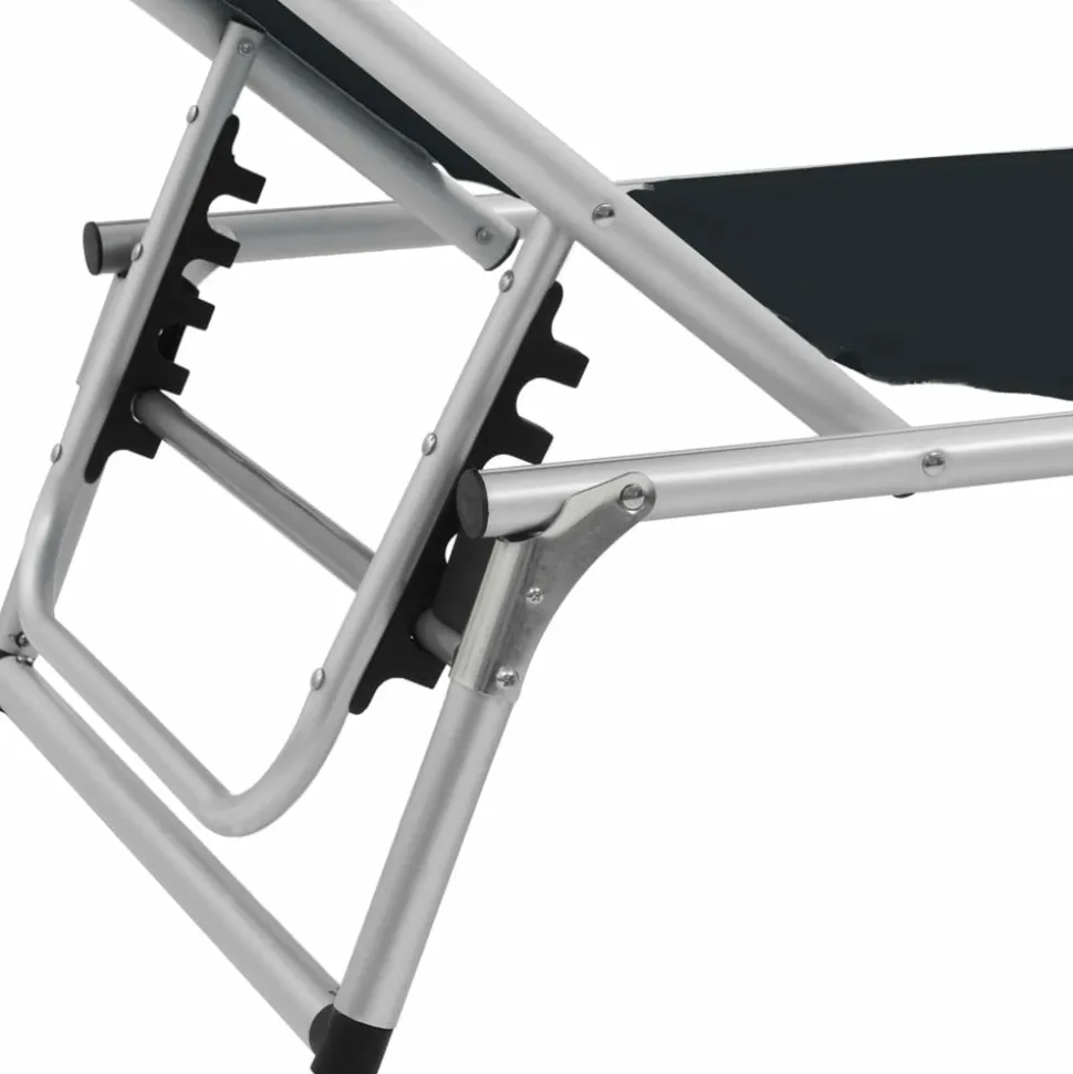MAISON EXCLUSIVE - Chaise longue pliable avec toit aluminium et textilène noir