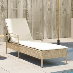 MAISON EXCLUSIVE - Chaise longue avec coussin beige 63x200x81 cm résine tressée