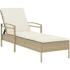 MAISON EXCLUSIVE - Chaise longue avec coussin beige 63x200x81 cm résine tressée