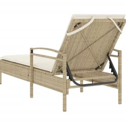 MAISON EXCLUSIVE - Chaise longue avec coussin beige 63x200x81 cm résine tressée