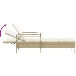 MAISON EXCLUSIVE - Chaise longue avec coussin beige 63x200x81 cm résine tressée