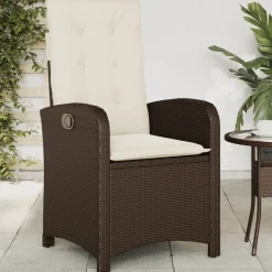 MAISON EXCLUSIVE - Chaise inclinable de jardin avec coussins marron résine tressée
