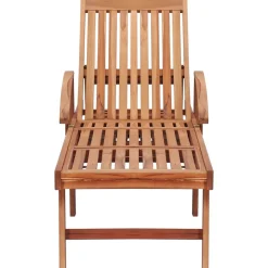 MAISON EXCLUSIVE - Chaise longue avec coussin à carreaux gris bois de teck solide