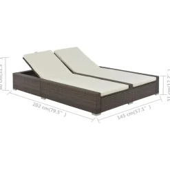 MAISON EXCLUSIVE - Chaise longue double résine tressée marron