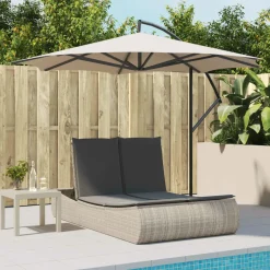 MAISON EXCLUSIVE - Chaise longue double avec coussins gris clair résine tressée