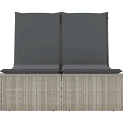 MAISON EXCLUSIVE - Chaise longue double avec coussins gris clair résine tressée