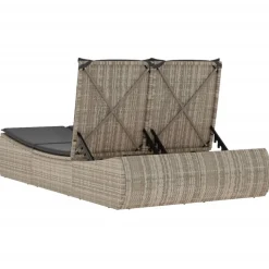 MAISON EXCLUSIVE - Chaise longue double avec coussins gris clair résine tressée