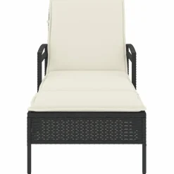 MAISON EXCLUSIVE - Chaise longue avec coussin noir 63x200x81 cm résine tressée