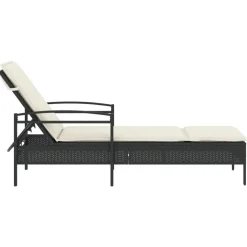 MAISON EXCLUSIVE - Chaise longue avec coussin noir 63x200x81 cm résine tressée
