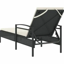 MAISON EXCLUSIVE - Chaise longue avec coussin noir 63x200x81 cm résine tressée
