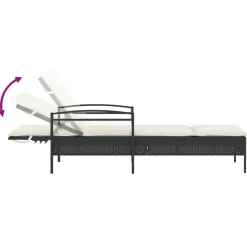 MAISON EXCLUSIVE - Chaise longue avec coussin noir 63x200x81 cm résine tressée