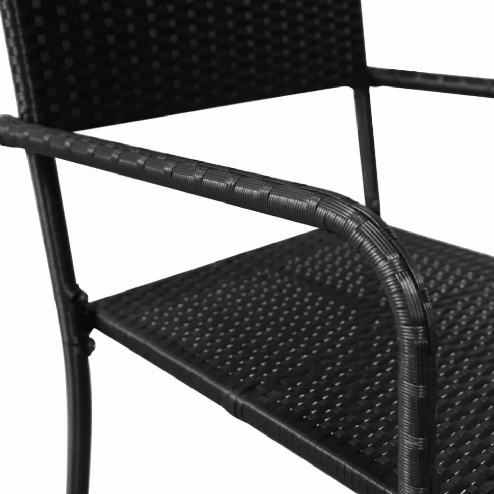 MAISON EXCLUSIVE - Chaise à dîner de jardin empilable lot de 2 noir résine tressée