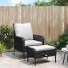 MAISON EXCLUSIVE - Chaise de jardin avec tabouret noir résine tressée