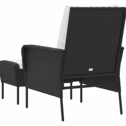 MAISON EXCLUSIVE - Chaise de jardin avec tabouret noir résine tressée