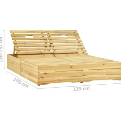 MAISON EXCLUSIVE - Chaise longue double et coussins taupe bois de pin imprégné
