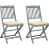 MAISON EXCLUSIVE - Chaises pliables d'extérieur lot de 2 et coussins bois d'acacia