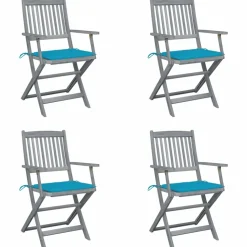 MAISON EXCLUSIVE - Chaises pliables d'extérieur lot de 4 et coussins bois d'acacia