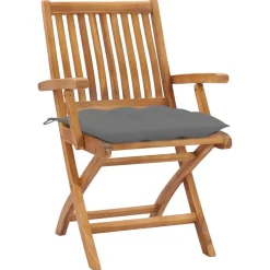 MAISON EXCLUSIVE - Chaises de jardin lot de 2 et coussins gris bois de teck massif